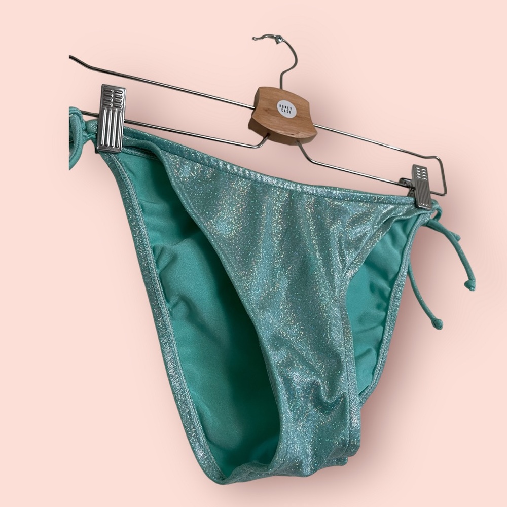 Vintage y2k no boundaries blue glitter bikini bottoms high rise small - Picture 3 of 4